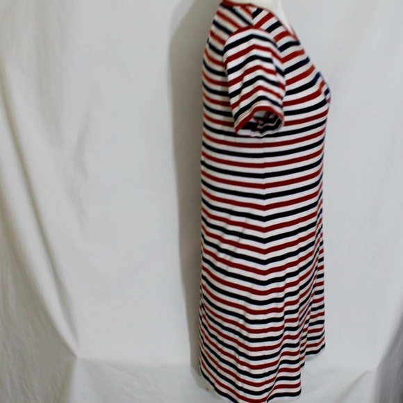 TOMMY HILFIGER Red, Black & White Bodycon Dress Size Small T-Shirt Style Striped - Picture 4 of 10